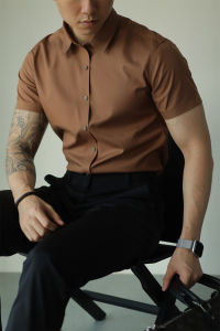 Ice Silk Cool Feeling Slim Fit Short Sleeve Business Casual Commuter Shirt No Ironing Required Seamless Technology Three Proof Fabric