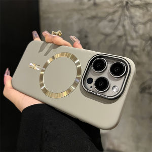 เคสโทรศัพท์แบบบางเฉียบพร้อมแม่เหล็ก Titanium Grey สำหรับ iPhone 15 pro Apple 14 14 pro Max 13 pro 12 Pure Color 13 plus 14 plus 16 PM Couple 12 pro รุ่น Por ป้องกันการตกหล่น