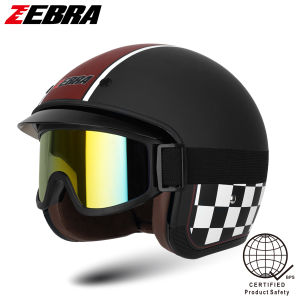 Zebra 603 Motorcycle Helmet Half face with backpack Retro Classic Helmet Style Single Visor