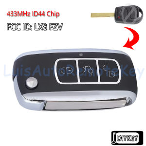 Upgraded Flip Remote Car Key Fob 315MHz / 433MHz ID44 Chip for Land Rover Range Rover L322 VOGUE HSE 2002-2008 FCC ID: LX8 FZV