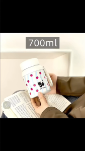 700ml Cute Cat Tumbler 316 Stainless Steel Cartoon Kids Thermos Flask With Handle Vacumm Cup Tahan Sejuk Panas Gift Hadiah