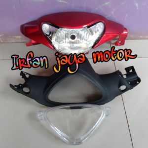 Paket Batok kepala depan belakang+Mika Speedometer+Reflektor lampu depan yamaha Mio Smile merah maroon