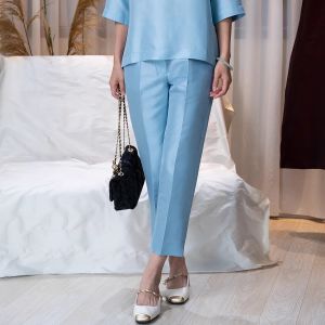 เสื้อเชิ้ตไหมพู่กันฤดูร้อนสำหรับผู้หญิงไซส์ใหญ่ แขนยาวครึ่งตัว ทรงหลวม ทรงคลาสสิก สไตล์เรียบง่าย เสื้อเชิ้ตไหมสองห้อง