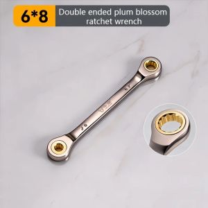 6-14mm Double Head Ring Ratchet Wrench Dual-use Fast Plum Blossom Ratchet Spanner for Bicycle Motorcycle Car Repair Tools