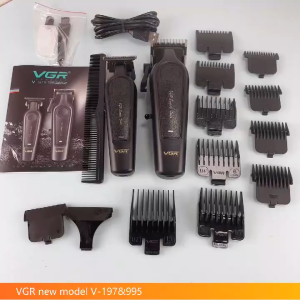 VGR Professional Hair Clipper DLC Blade Low Noise Cordless Ceramic Blade Hair Cutting Haircut Machine Trimmer V-995 V-197 set