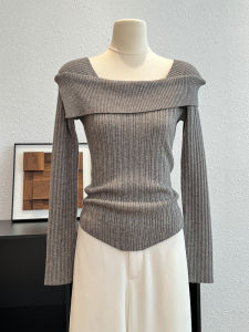 Elegant Long Sleeve Knitted Top Womens Slim Fit Base Layer Shirt Asymmetric Design Korean Style Commute Fashion Autumn New Arrival