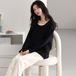 MiiOW | ชุดนอนผู้หญิงผ้าฝ้ายแท้ แขนยาว กางเกงขายาว นุ่มสบาย ไซส์ใหญ่ ชุดอยู่บ้าน ฤดูใบไม้ร่วง 2025 ใหม่ล่าสุด