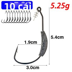 Bộ Móc Câu Jig Có Ngạnh LAKBAT 10 Chiếc Trọng Lượng 2g-7g Kèm Chốt Lò Xo Mồi Giun Cần Câu Texas Thép Carbon Cao Dụng Cụ Câu Cá Bass.