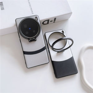 เคสโทรศัพท์มือถือแบบหนังป้องกันแบบมองไม่เห็นโลหะสุดหรูสำหรับ Vivo X100S pro รุ่น X200 พร้อมขาตั้งแบบอเนกประสงค์สำหรับผู้หญิง