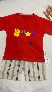 Setelan Baju Anak Laki Laki Warna Merah Bahan Katun / Set Pakaian Anak Laki Laki Kekinian / COD Baju Anak / Set Pakaian Bayi Laki Laki / Setelan Baju Bayi Laki laki