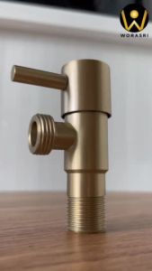 WoraSri BF377 สต็อปวาลว์ 2 ทาง เปิด-ปิดน้ำแยกกันได้ ทางน้ำเข้า 1-น้ำออก 2 ทาง ทองเหลือง แข็งแรงไร้สนิม สีทอง กว้าง 12 ซม. 4 หุน 2 Way Stop Valve
