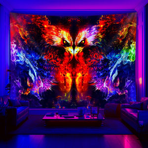VIKAMA Vibrant Flame Eagle Head Tapestry Living Room Feature Wall Decor Artistic Space Wall Arrangement Indian-Style Room Decor