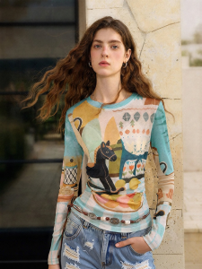 Toyouth | Slimming and Patchwork Ethnic Nomadic Print T-Shirt