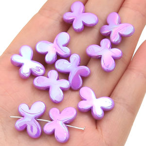 20pcs 17x12mm Acrylic Mabei Plated Butterfly Loose Spacer Beads For Jewelry DIY Necklace Bracelet Making Decorative Accessories