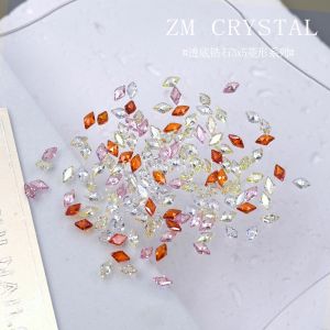 Diamond Nail Drill Flat Bottom Transparent Diamond Rhombus Shaped Mini Small Size Adhesive Drill for Nail Decoration