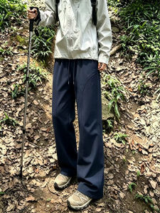 ZHUOCAN | Navy Blue Quick Drying Thin Ice Silk Mens Pants