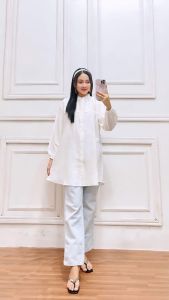 Tunik Polos Polo Linen Premium Variasi Kancing Belakang Atasan Wanita Muslim