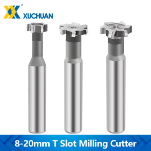 1pc T-Slot Milling Cutter 8-20mm Straight Shank Tungsten Steel T Type Cutter for Metal Carbide Groove End Mill