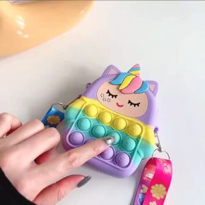 Closed-eyed star unicorn Silican Crossbody Bagwallet messenger Bag shoulder bag  gift for kids girls