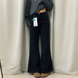 High Waist Flared Jeans Womens plus Size Pear Shape Slimming Light Blue Denim Pants Loose Fit Long Trousers Anti-Wrinkle