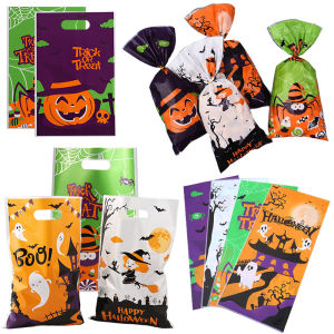 20-100PCS Candy Bags Mixed Halloween Themed Style Colorful Pumpkin Ghost Bat Halloween Party Gift Package Bag Festival Favor ZYF