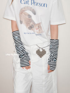 Feytiy Original Hand-Painted Striped Cool Ice Sleeve Arm Cover Sunscreen Silk Sleeve Cover for Men And Women Youth Fashion