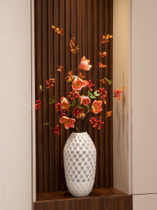 BAOTISEN | Realistic Faux Flowers Glass Vase Home Decor Moving Gift