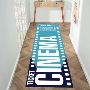 Vintage Cinema Ticket Film Theme Area Rug Retro Movie Pattern Home Decor Carpet Mat for Entryway Hallway