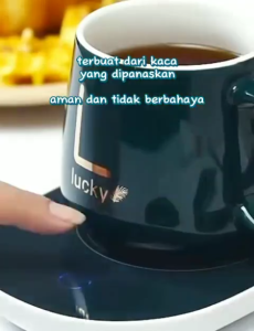 Mug Cangkir Elektrik Set Keramik Pemanas 55 Derajat Penghangat Kopi kado pernikahan ulang tahun cewek hampers lebaran idul fitri 2025