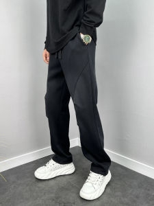 กางเกงขายาวทรงหลวมสไตล์อเมริกันสำหรับผู้ชาย กางเกงขายาวทรงตรงลำลองแฟชั่นฤดูใบไม้ผลิและฤดูใบไม้ร่วง กางเกงขายาวทรงขากว้าง