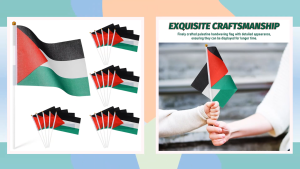 30pcs Palestine Hand Flag Welcome Flag / Palestinian Small Mini Hand Flags With Plastic Flagpole