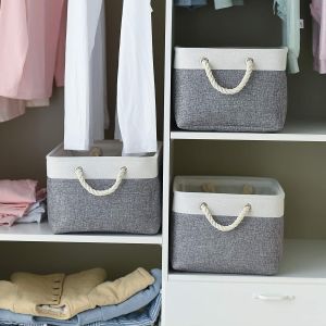 Foldable Storage Basket with Handle Rectangular Desktop Storage Box Home Supplies Underwear Socks Baby Toys Storage Bag
