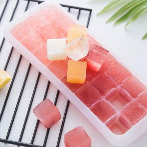 Khay Làm Đá Viên 24 / 36 Ngăn Bằng Silicone Cấp Thực Phẩm Kèm Nắp