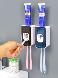 Automatic Toothpaste Squeezer Wall Mounted Bathroom Set Home Use Toothbrush Holder No Drilling Required Nordic Style