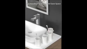 Toothbrush Rack Creative Design Automatic Toothpaste Squeezer Storage Rack Bathroom Wall Mount Toothpaste Dispenser Toothbrush Holder 4 Brush Hooks Magnetic Cups 1 Cosmetic Drawer Organizer and Large Storage