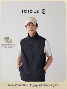 ICICLE | Dense Cotton Polyester Damask Mandarin Collar Vest