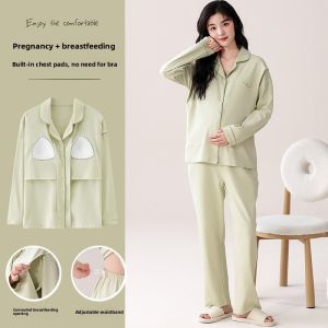 Miiow | Pure Cotton Maternity Nightgown Soft Comfortable Breastfeeding Home Clothes For Women Postpartum Sleepwear Outerwear