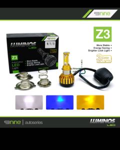 NINE LUMINOS LED LAMPU UTAMA MOTOR Z3 3 SISI H6 H4 H7 3 WARNA PUTIH KUNING BIRU SUPER TERANG ORIGINAL