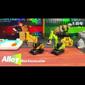 1:64 Alloy Mini Desktop RC Construction Toy Forklift with Trailer Excavator Bulldozer Crane Dump Truck Kids Holiday Gift