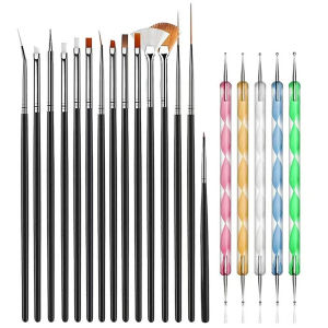 DUTRIEUX | 20Pcs Nails Art Brushes Set Manicure Liquid Powder Carving UV Nail Gel Polish Painting Pen Nail Acrylic Extension Builder Tool
