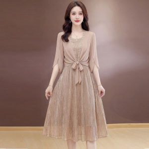 MAIMEI | Elegant Tie Thin Summer Two-Piece Dress Set