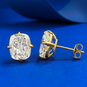 Sáng 8x10mm bông tai kim cương carbon cao cho phụ nữ món quà cưới S925 trang sức bạc mà không phai