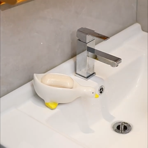 Duck Shaped Soap Box Plastic Drain Soap Dish Tray