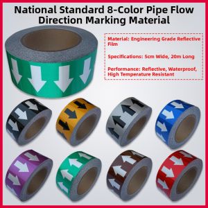 YUANTANG | Reflective Water-Resistant Heat-Resistant Arrow Directional Pipe Label 20m
