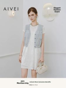 AIVEI | Summer Vintage Shine Loose Short-sleeve Shift Dress