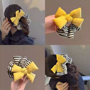 Yellow Ribbon Stuffed Bow Hair Band Striped
