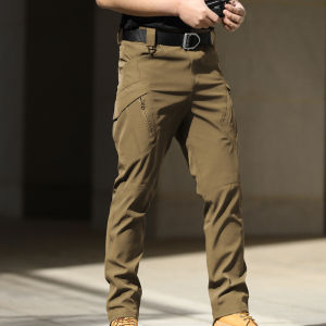 Mens Spring Autumn Fishing Climbing Trekking Sharkskin Elastic Hiking City Cargo Pants Hunting Camping Tatical Military Trousers