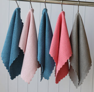 Water Absorbent Household Cleaning Cloth No Fuzz 5 Pieces Kitchen Oil Resistant Dishwashing Towel Restaurant Glass Table Dusting Cloth