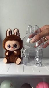 Macaron LABUBU V1/V2 Acrylic Case Doll transparent protective cover storage box bag hanging dust