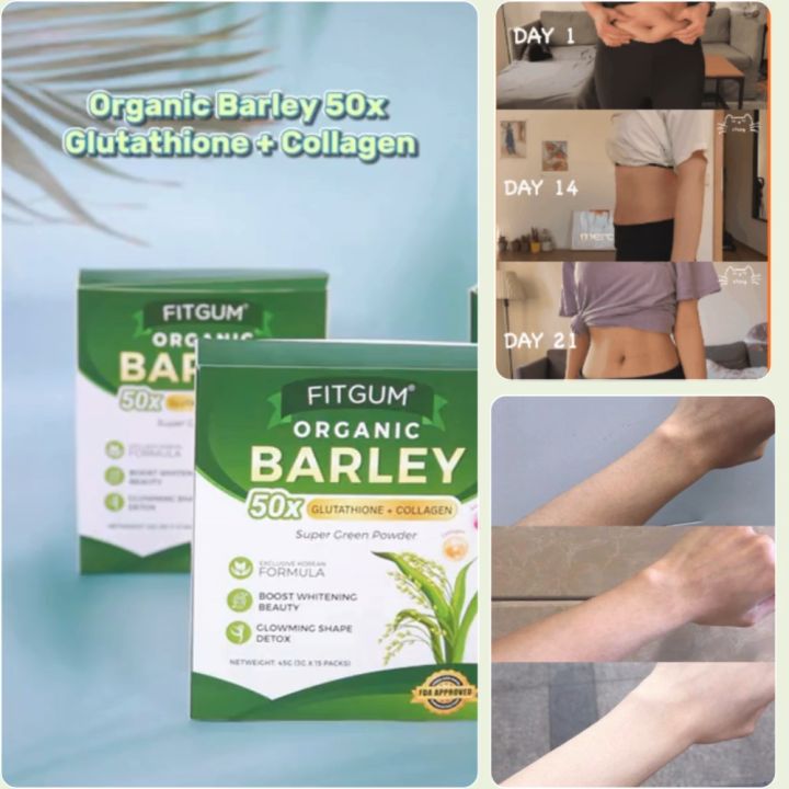 FITGUM Organic Barley Powder Original for detoxification, moistening intestines, burning fat, purifying liver, lowering cholesterol, beautiful skin, healthy slimming drink